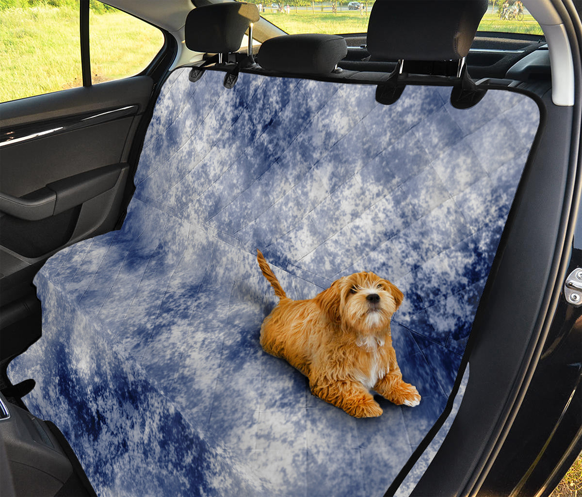White And Blue Acid Wash Tie Dye Print Pet Car Back Seat Cover