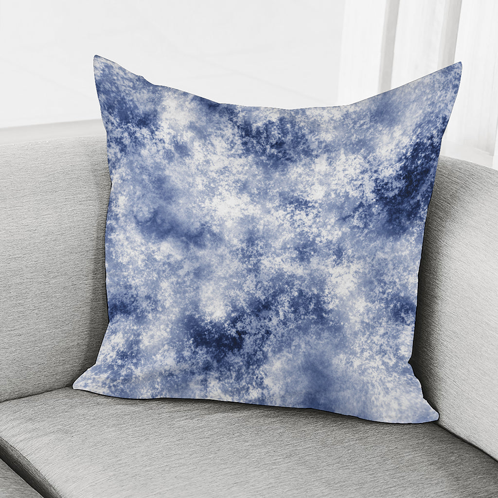 White And Blue Acid Wash Tie Dye Print Pillow Cover