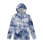 White And Blue Acid Wash Tie Dye Print Pullover Hoodie