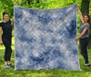 White And Blue Acid Wash Tie Dye Print Quilt