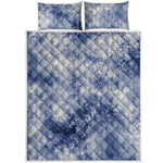White And Blue Acid Wash Tie Dye Print Quilt Bed Set