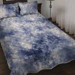 White And Blue Acid Wash Tie Dye Print Quilt Bed Set