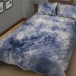 White And Blue Acid Wash Tie Dye Print Quilt Bed Set