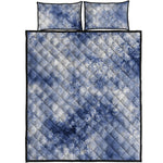 White And Blue Acid Wash Tie Dye Print Quilt Bed Set