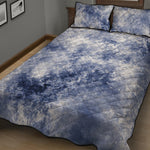 White And Blue Acid Wash Tie Dye Print Quilt Bed Set