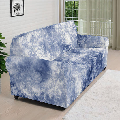 White And Blue Acid Wash Tie Dye Print Sofa Cover