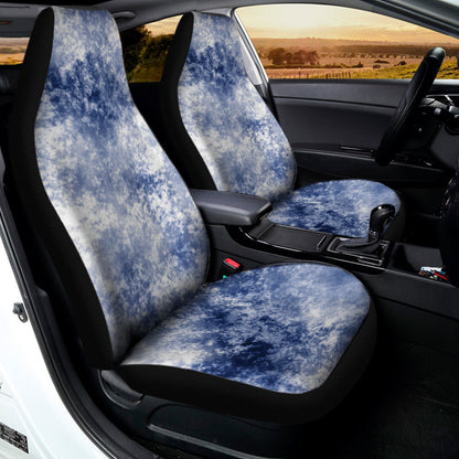 White And Blue Acid Wash Tie Dye Print Universal Fit Car Seat Covers
