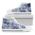 White And Blue Acid Wash Tie Dye Print White High Top Sneakers