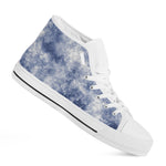 White And Blue Acid Wash Tie Dye Print White High Top Shoes