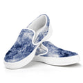 White And Blue Acid Wash Tie Dye Print White Slip On Sneakers