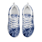 White And Blue Acid Wash Tie Dye Print White Sneakers