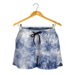 White And Blue Acid Wash Tie Dye Print Women's Shorts