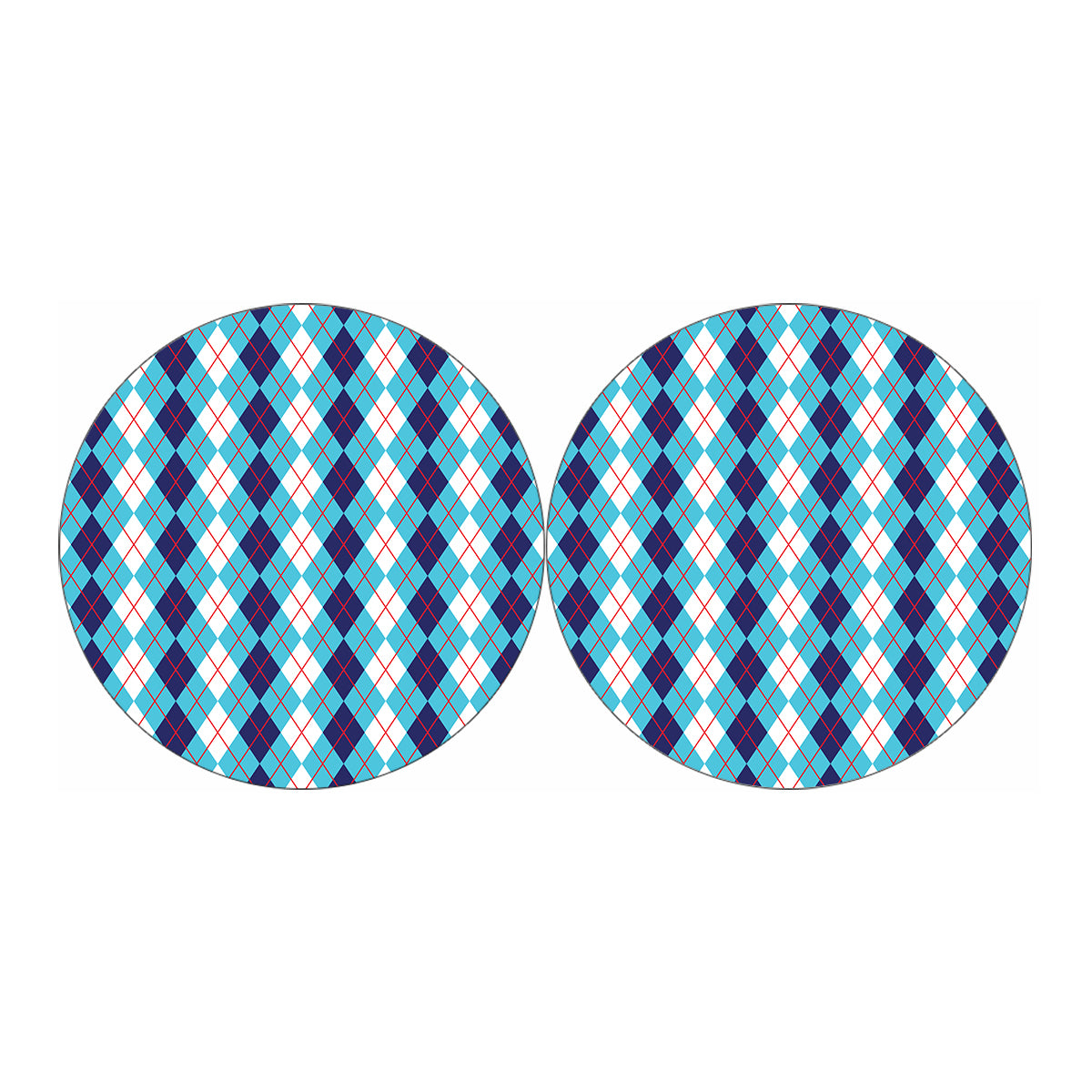 White And Blue Argyle Pattern Print Car Coasters