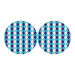 White And Blue Argyle Pattern Print Car Coasters