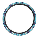 White And Blue Argyle Pattern Print Car Steering Wheel Cover