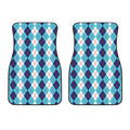 White And Blue Argyle Pattern Print Front Car Floor Mats