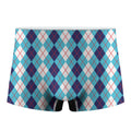 White And Blue Argyle Pattern Print Men's Boxer Briefs