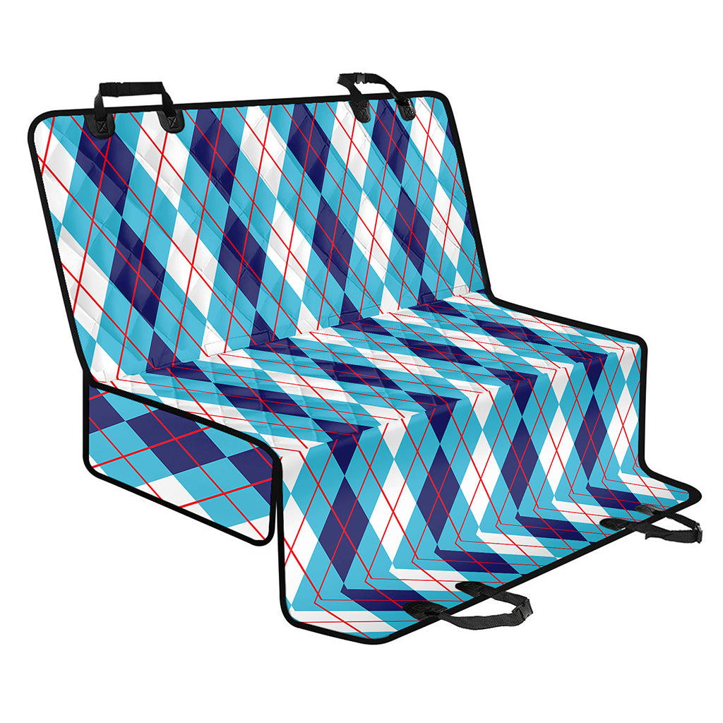 White And Blue Argyle Pattern Print Pet Car Back Seat Cover