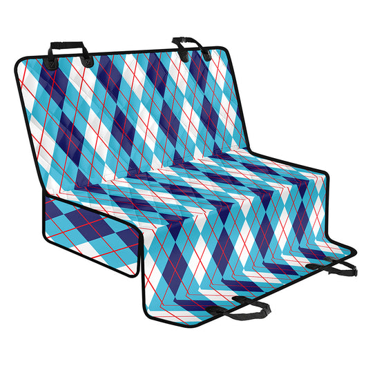 White And Blue Argyle Pattern Print Pet Car Back Seat Cover