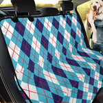 White And Blue Argyle Pattern Print Pet Car Back Seat Cover