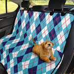 White And Blue Argyle Pattern Print Pet Car Back Seat Cover