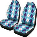 White And Blue Argyle Pattern Print Universal Fit Car Seat Covers