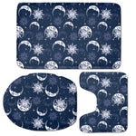 White And Blue Celestial Pattern Print 3 Piece Bath Mat Set