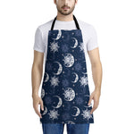 White And Blue Celestial Pattern Print Apron