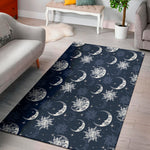 White And Blue Celestial Pattern Print Area Rug