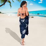 White And Blue Celestial Pattern Print Beach Sarong Wrap