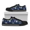 White And Blue Celestial Pattern Print Black Low Top Shoes