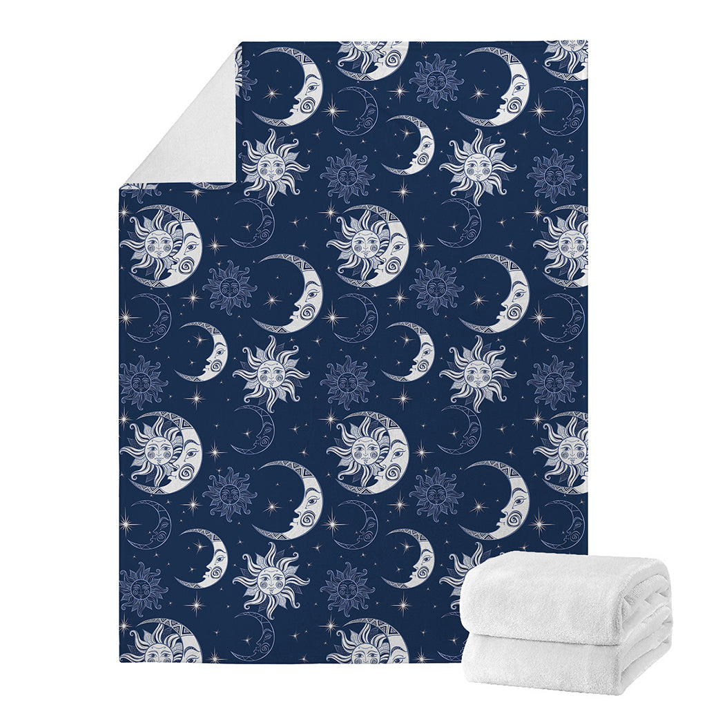 White And Blue Celestial Pattern Print Blanket
