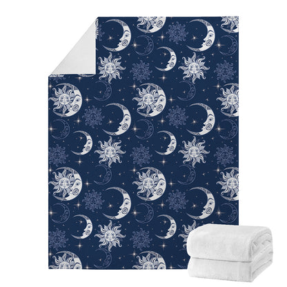 White And Blue Celestial Pattern Print Blanket