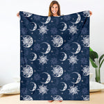White And Blue Celestial Pattern Print Blanket