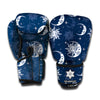 White And Blue Celestial Pattern Print Boxing Gloves