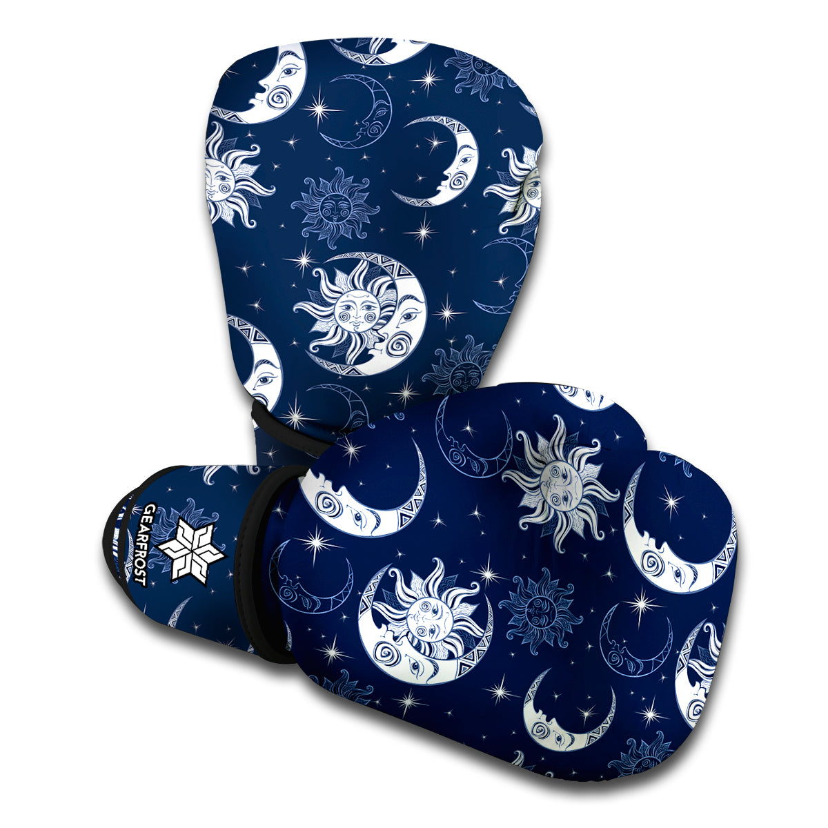 White And Blue Celestial Pattern Print Boxing Gloves