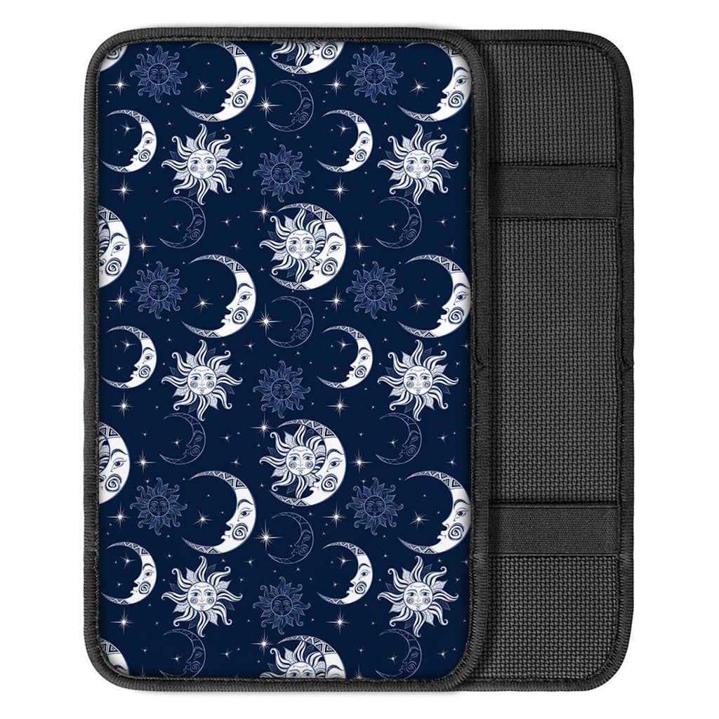 White And Blue Celestial Pattern Print Car Center Console Cover