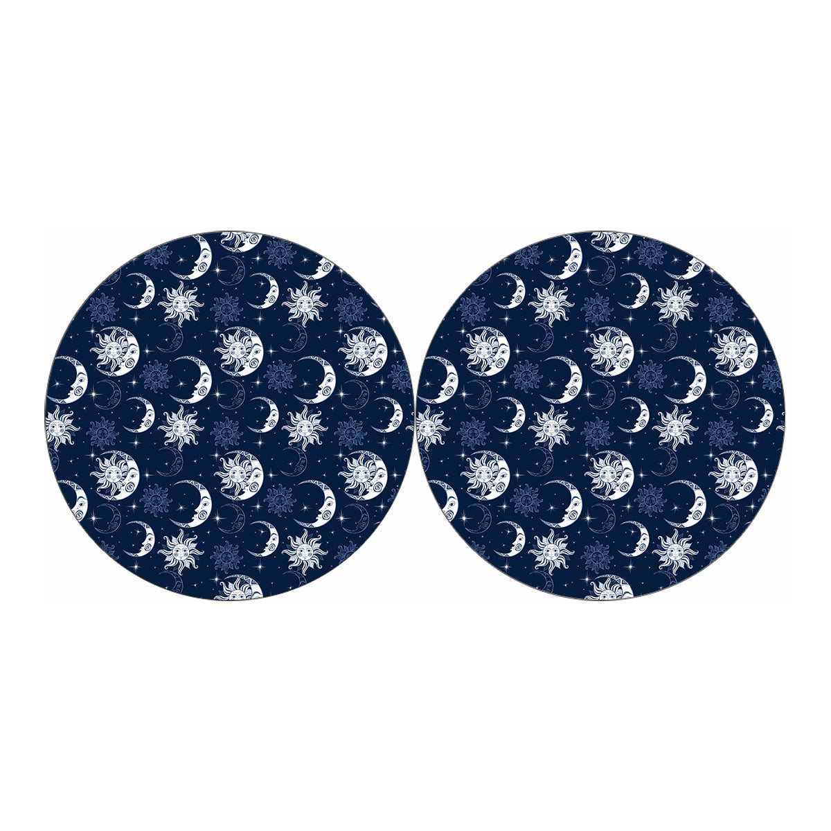 White And Blue Celestial Pattern Print Car Coasters
