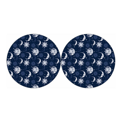 White And Blue Celestial Pattern Print Car Coasters