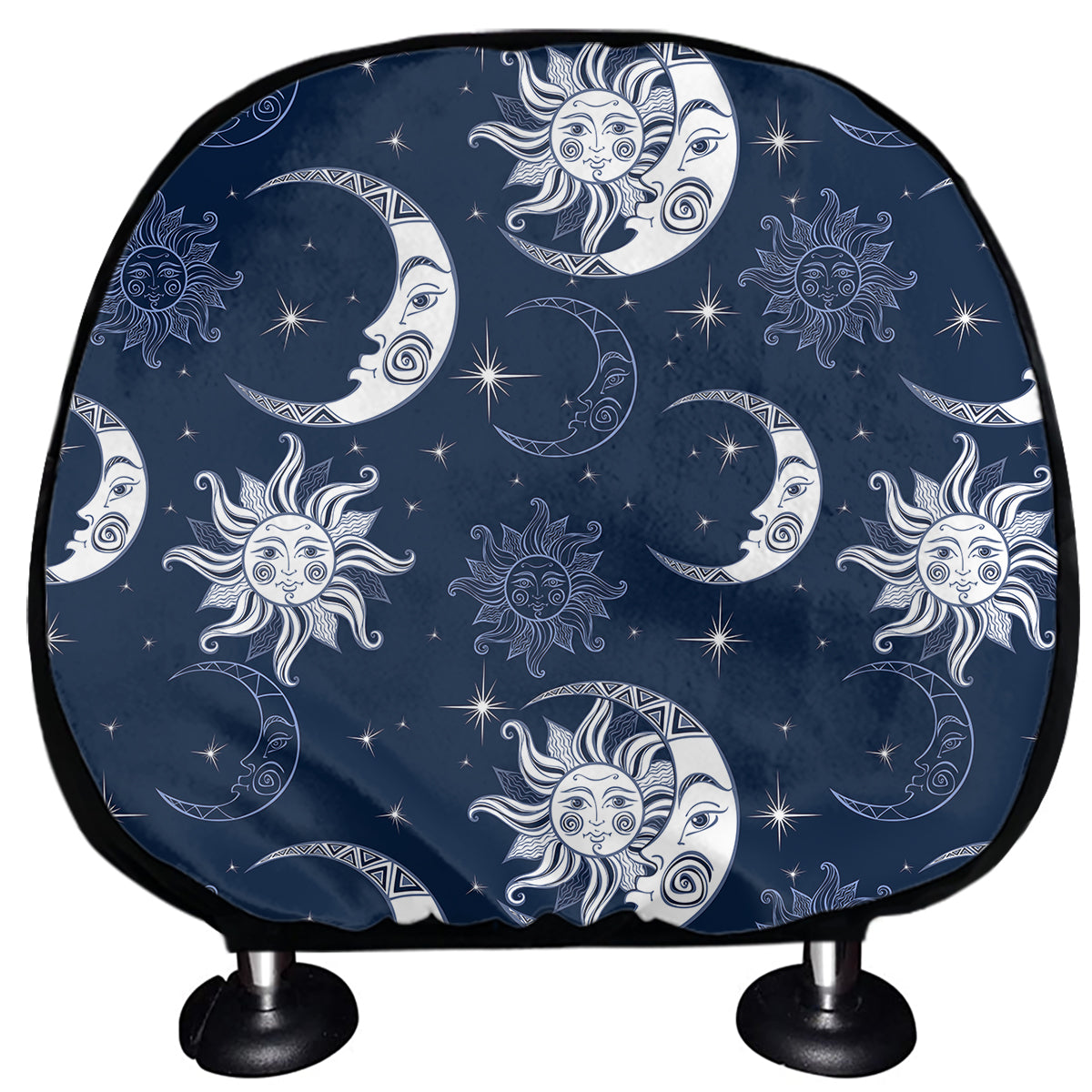 White And Blue Celestial Pattern Print Car Headrest Covers