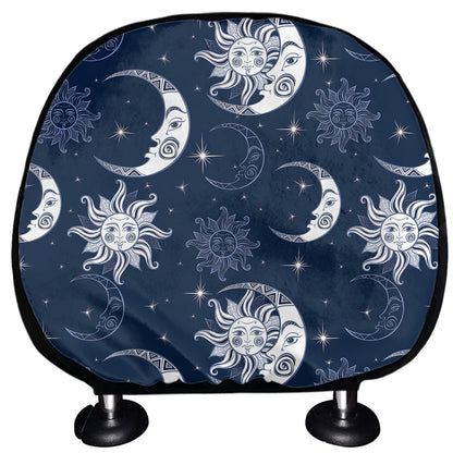 White And Blue Celestial Pattern Print Car Headrest Covers