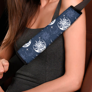 White And Blue Celestial Pattern Print Car Seat Belt Covers