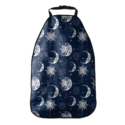 White And Blue Celestial Pattern Print Car Seat Organizers