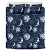 White And Blue Celestial Pattern Print Duvet Cover Bedding Set