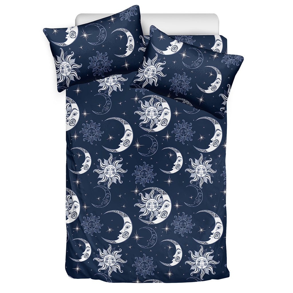 White And Blue Celestial Pattern Print Duvet Cover Bedding Set