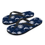 White And Blue Celestial Pattern Print Flip Flops