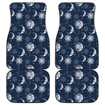 White And Blue Celestial Pattern Print Front and Back Car Floor Mats