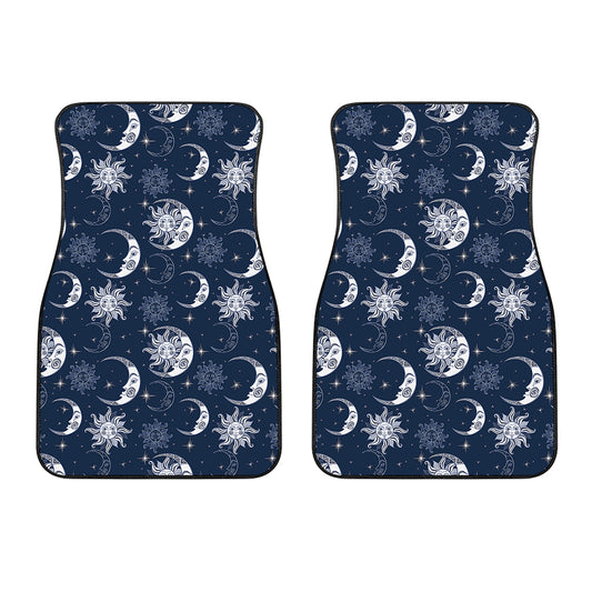 White And Blue Celestial Pattern Print Front Car Floor Mats
