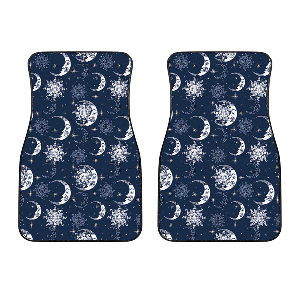 White And Blue Celestial Pattern Print Front Car Floor Mats