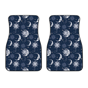 White And Blue Celestial Pattern Print Front Car Floor Mats